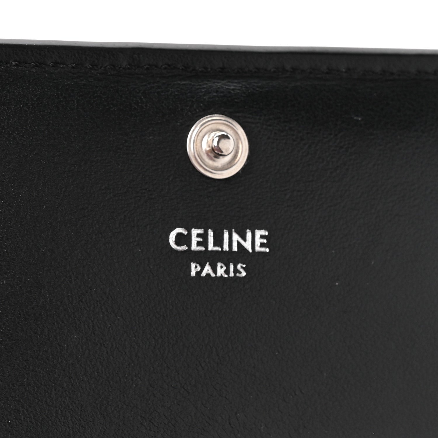 Celine Shiny Calfskin Triomphe Compact Wallet Black 7 of 10