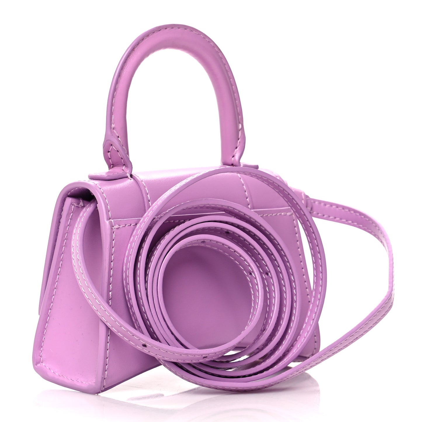 Shiny Box Calfskin Tonal B Hourglass Top Handle Bag Mini Lilac