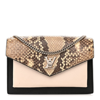 Louis Vuitton Soft Calfskin Snakeskin My Lockme Chain Pochette Black 1 of 11
