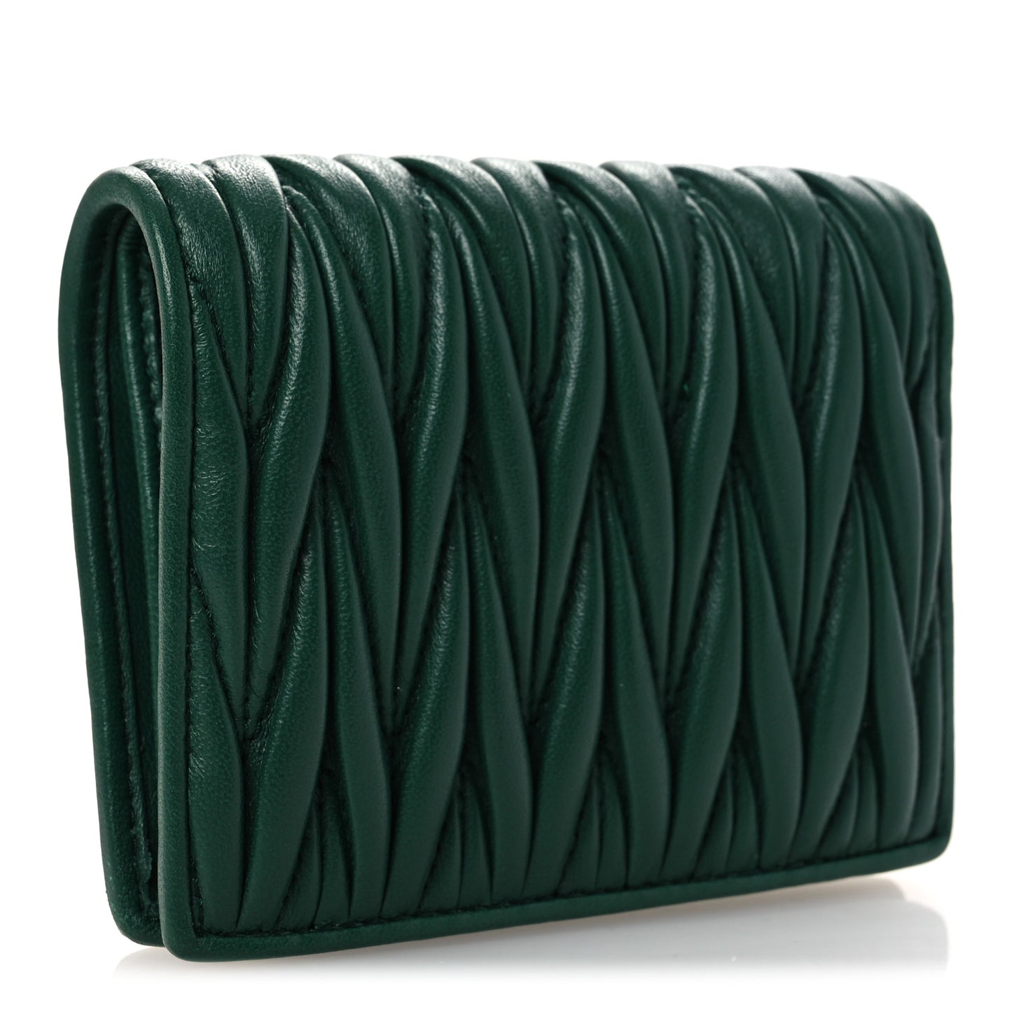Nappa Matelasse Crystal Pearl Logo Compact Wallet Biliardo
