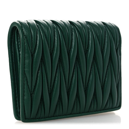 Miu Miu Nappa Matelasse Crystal Pearl Logo Compact Wallet Biliardo 3 of 10