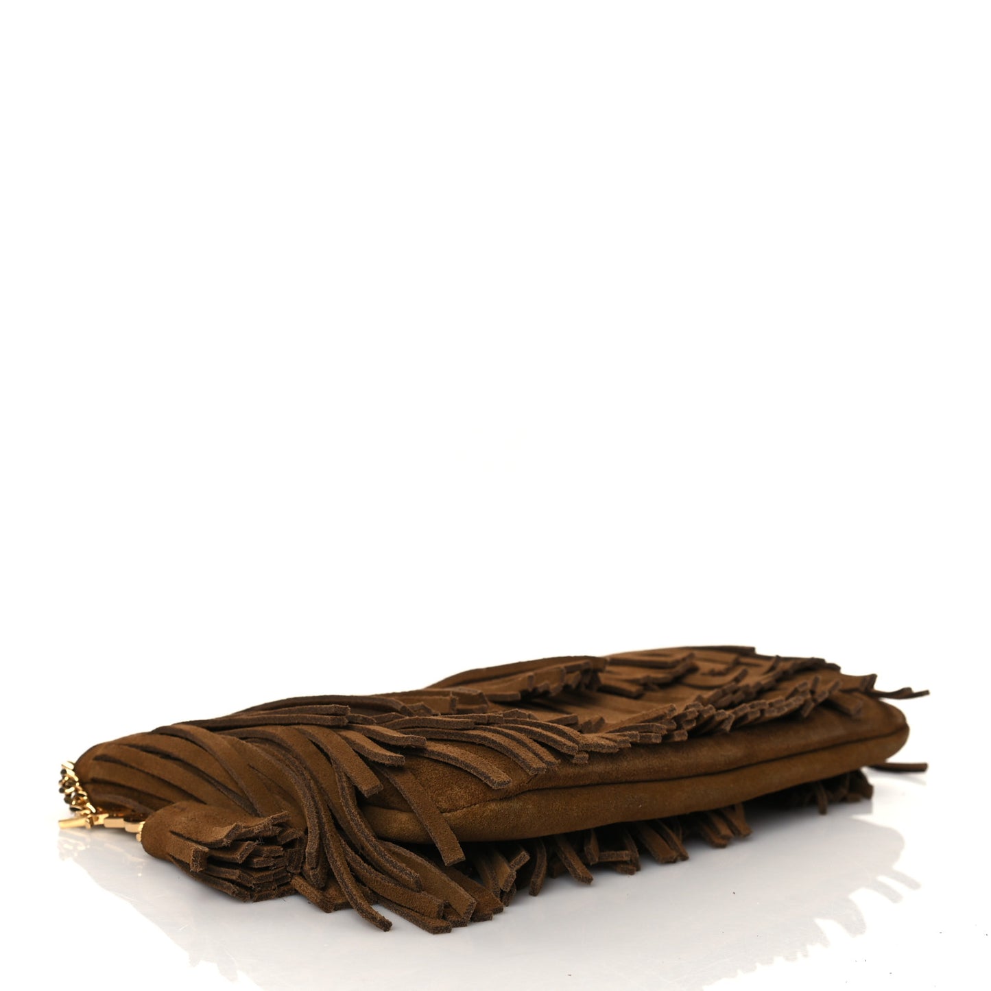 Suede Fringe Medium Clutch Light Ocre