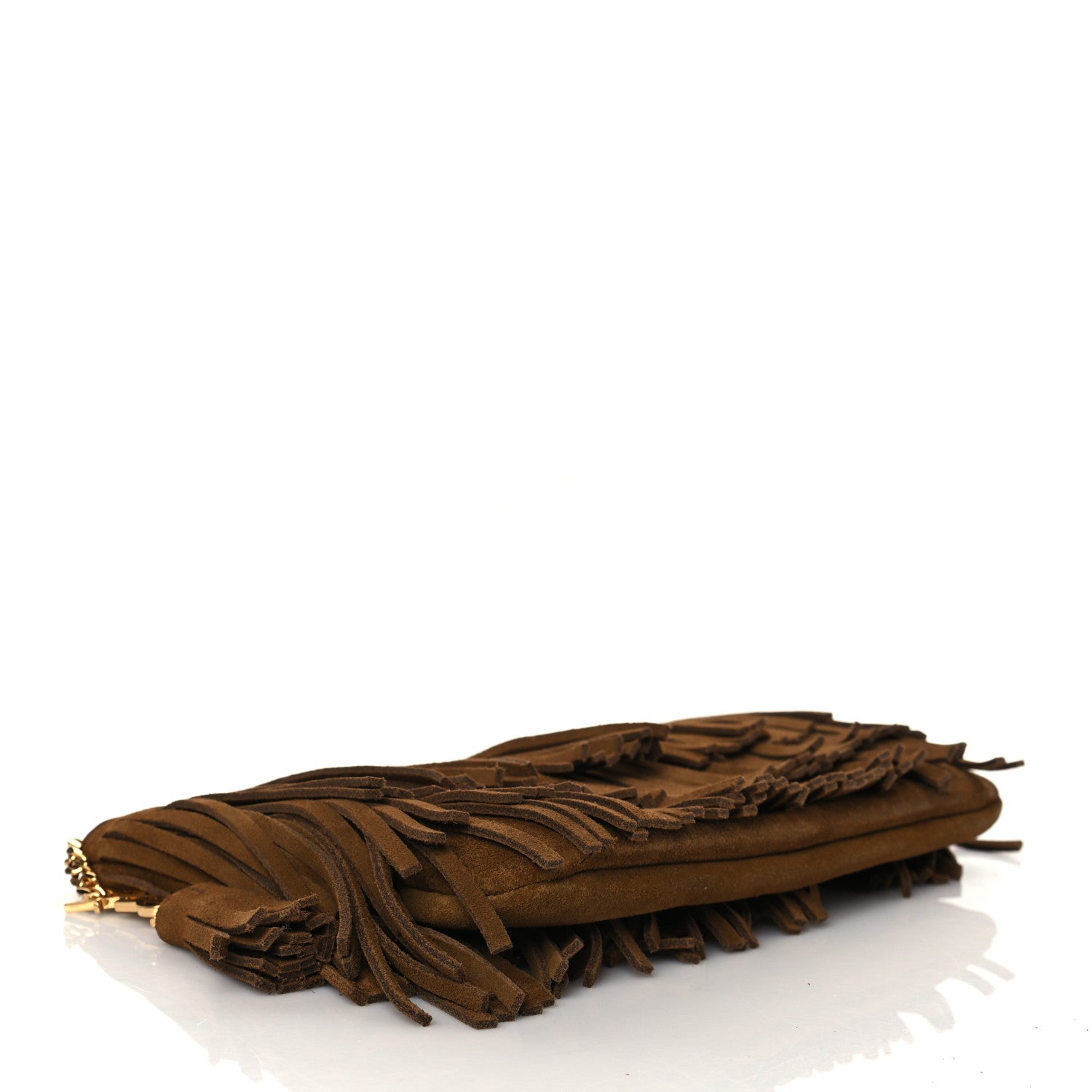 Saint Laurent Suede Fringe Medium Clutch Light Ocre 3 of 10