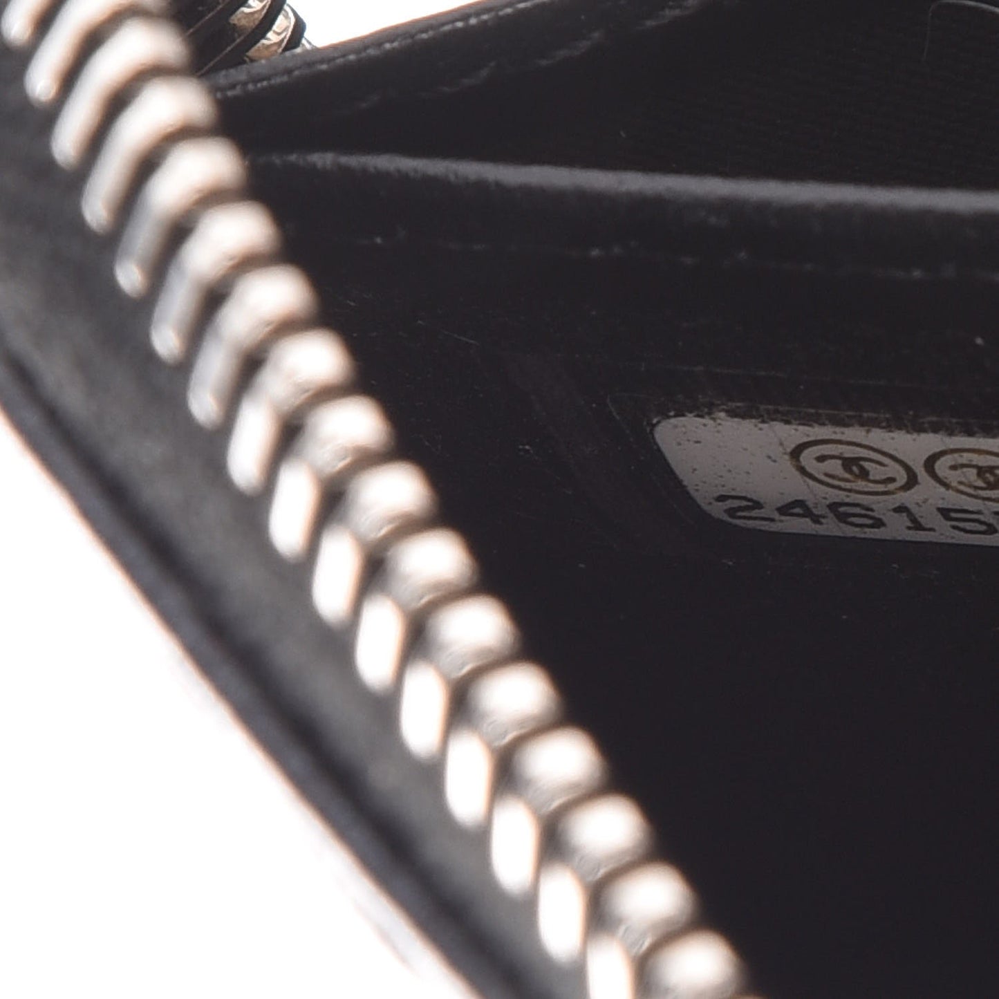 Lambskin Camellia Embossed Large Zip Around Gusset Wallet Black