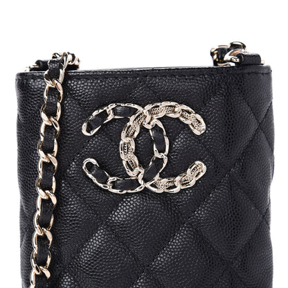 Chanel Caviar Quilted French New Wave Phone Holder With Chain Black 20 of 22