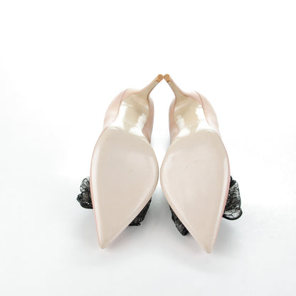Valentino Garavani Nappa Lace Bow Pumps 36.5 Nude 5 of 7