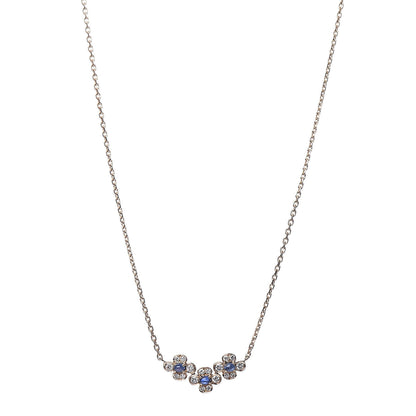 Van Cleef & Arpels 18K Yellow Gold Diamond Blue Sapphire Trefle Flower Pendant Necklace 1 of 8