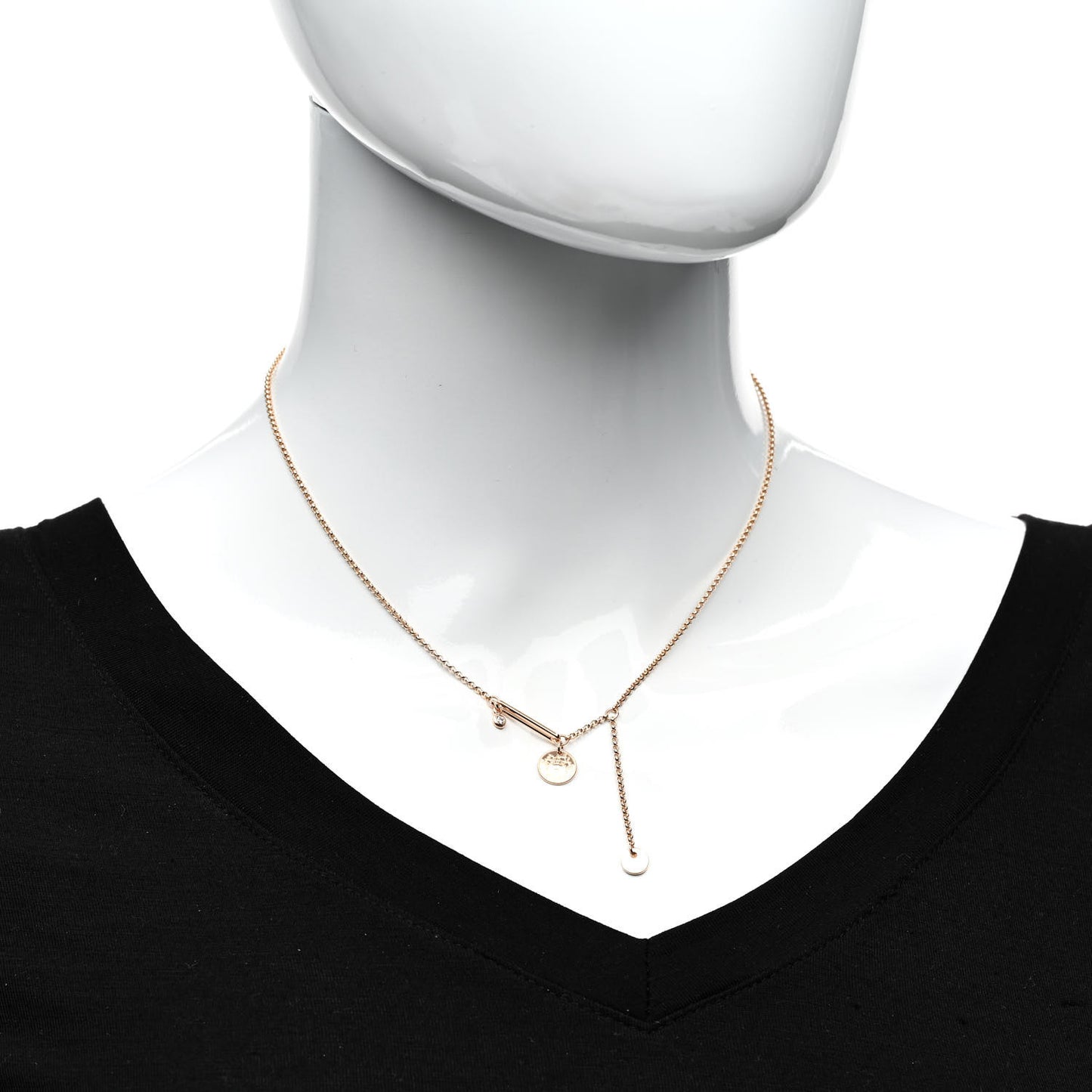 18K Rose Gold Diamond PM Ex-Libris Pendant Necklace