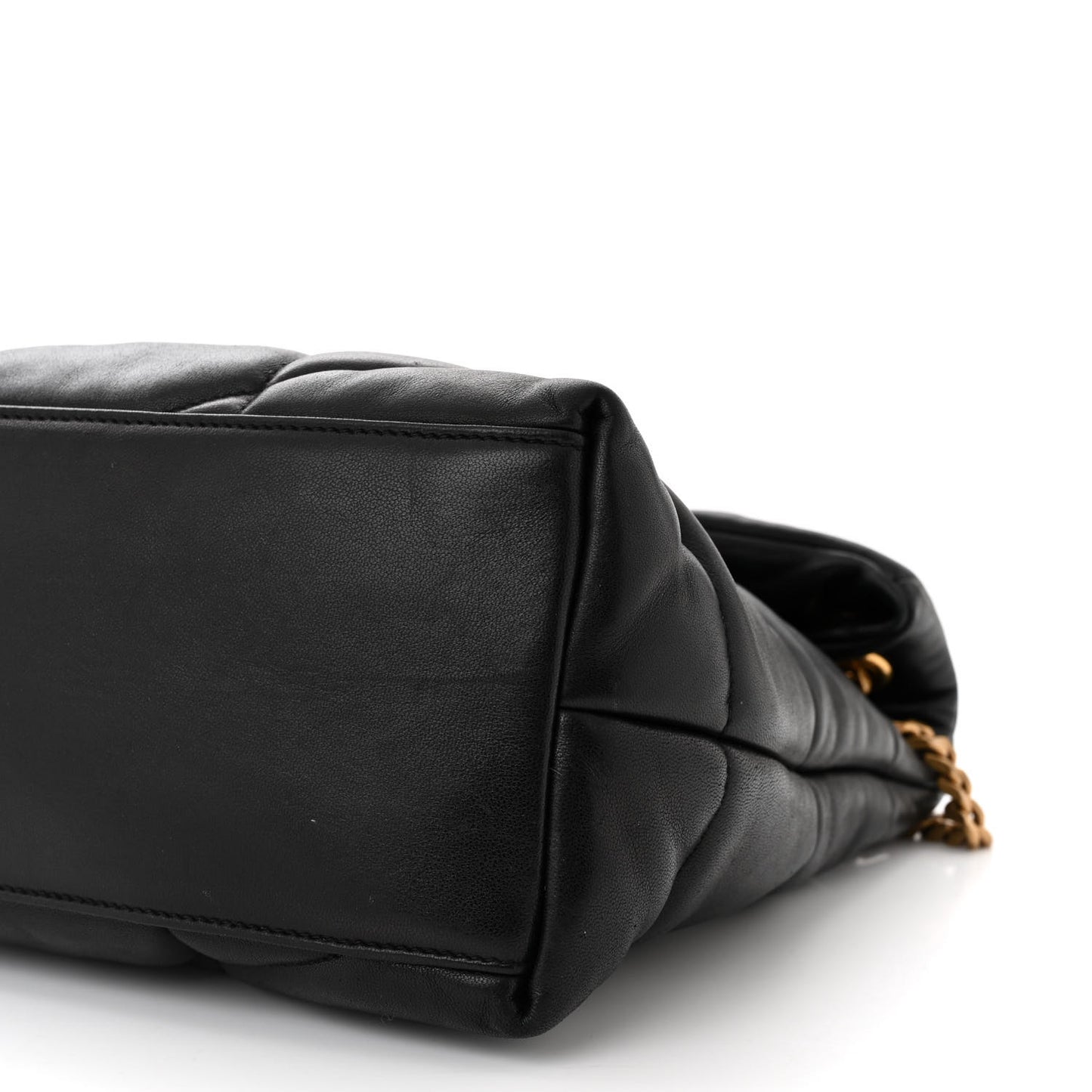 Lambskin Quilted Medium Loulou Puffer Monogram Chain Satchel Black