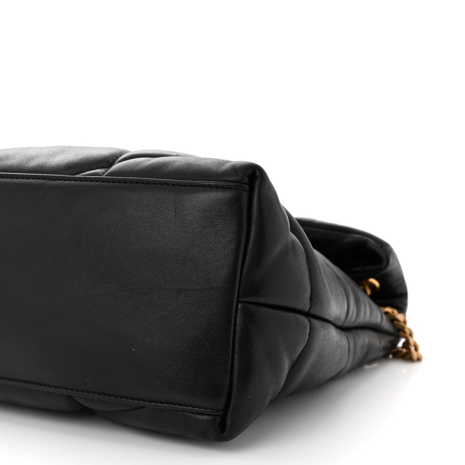 Saint Laurent Lambskin Quilted Medium Loulou Puffer Monogram Chain Satchel Black 10 of 10