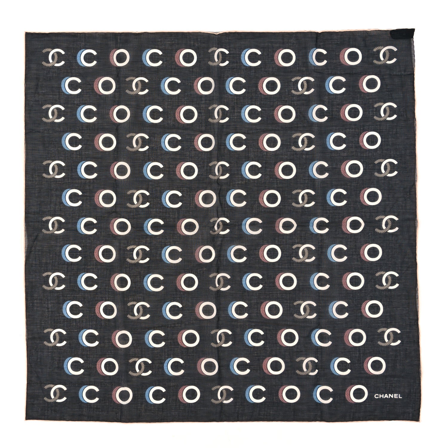 Chanel Cotton CC Coco Bandana Black Ecru 1 of 3