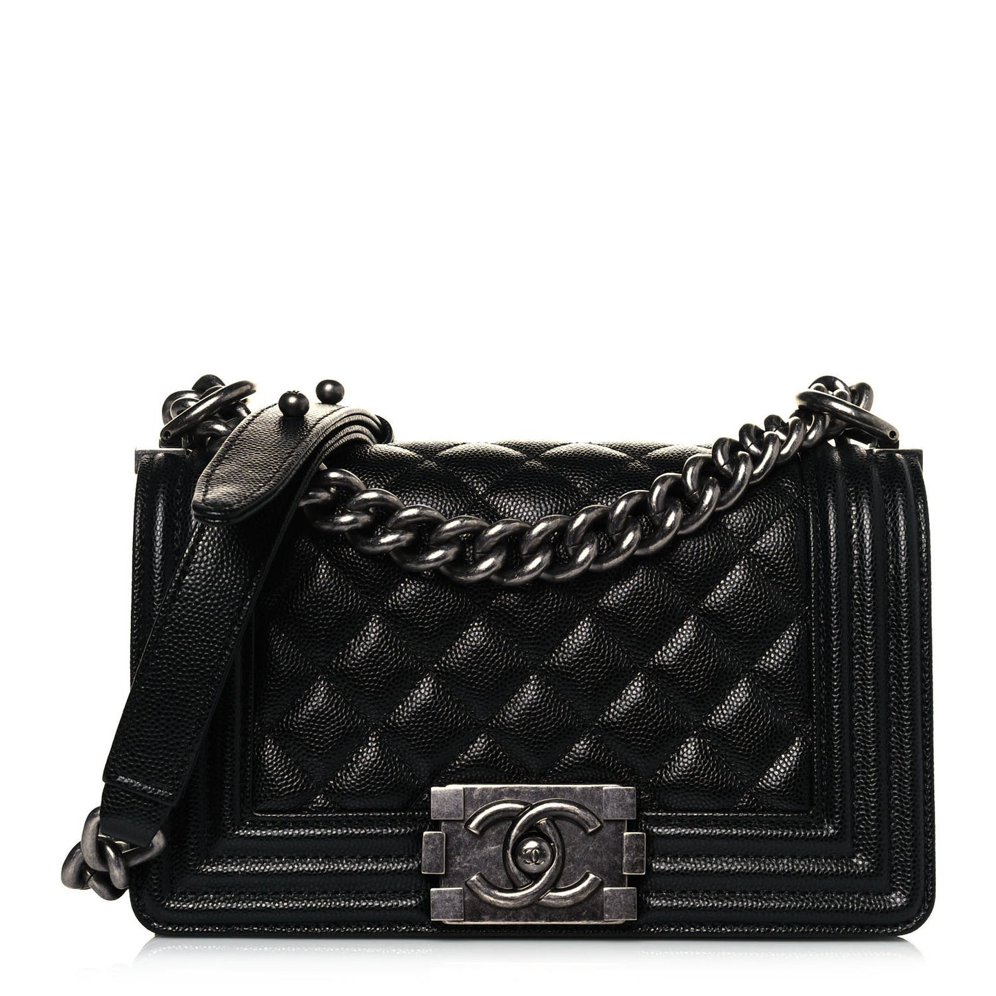 Caviar Quilted Small Boy Flap Black