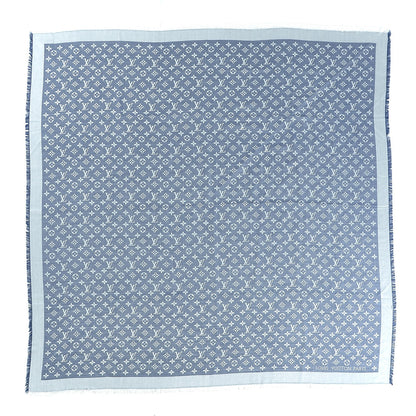 Louis Vuitton Silk Wool Monogram Denim Shawl Blue 1 of 5