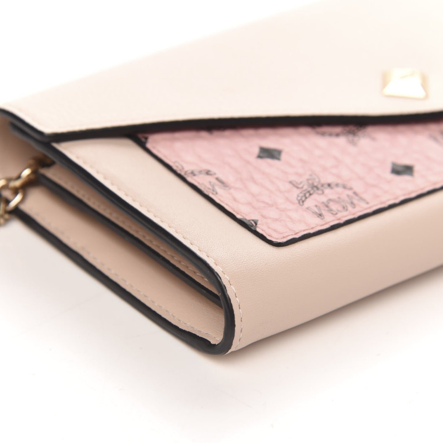 Calfskin Visetos Monogram Love Letter Color Block Wallet On Chain Pink Beige