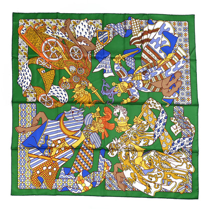 Hermes Silk Duels Oniriques Scarf 90 Emeraude Bleu Vif 1 of 6