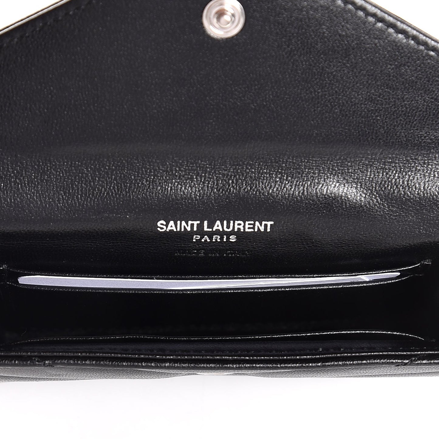 Lambskin Y Quilted Monogram Small Loulou Envelope Wallet Black