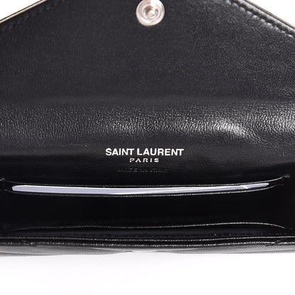 Saint Laurent Lambskin Y Quilted Monogram Small Loulou Envelope Wallet Black 5 of 8