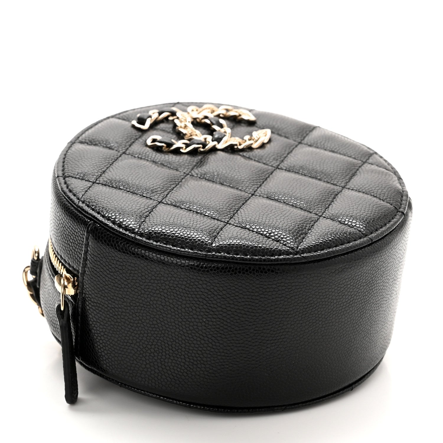 Chanel Caviar Quilted French New Wave Round Clutch With Chain Black 4 of 11