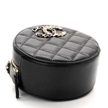 Chanel Caviar Quilted French New Wave Round Clutch With Chain Black 4 of 11