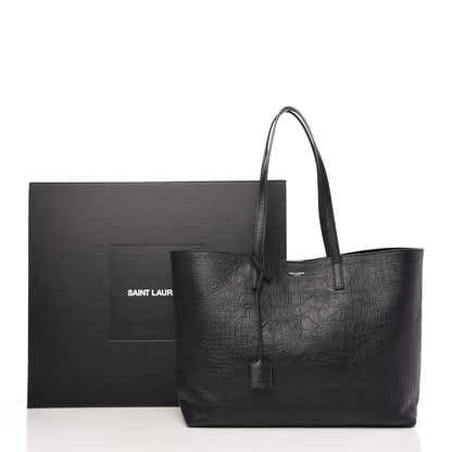 Saint Laurent Calfskin Crocodile Embossed Large Shopper Tote Black 12 of 12