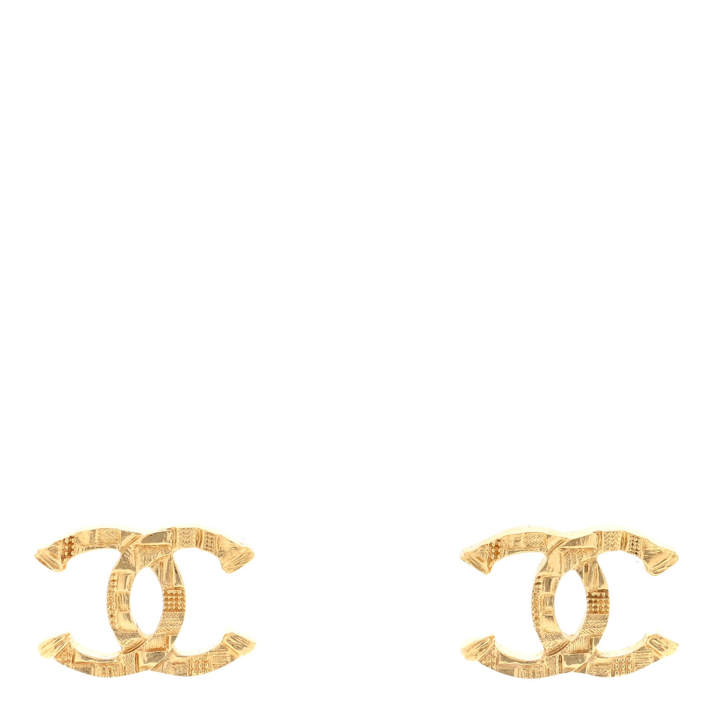 Metal Tweed Effect CC Earrings Gold