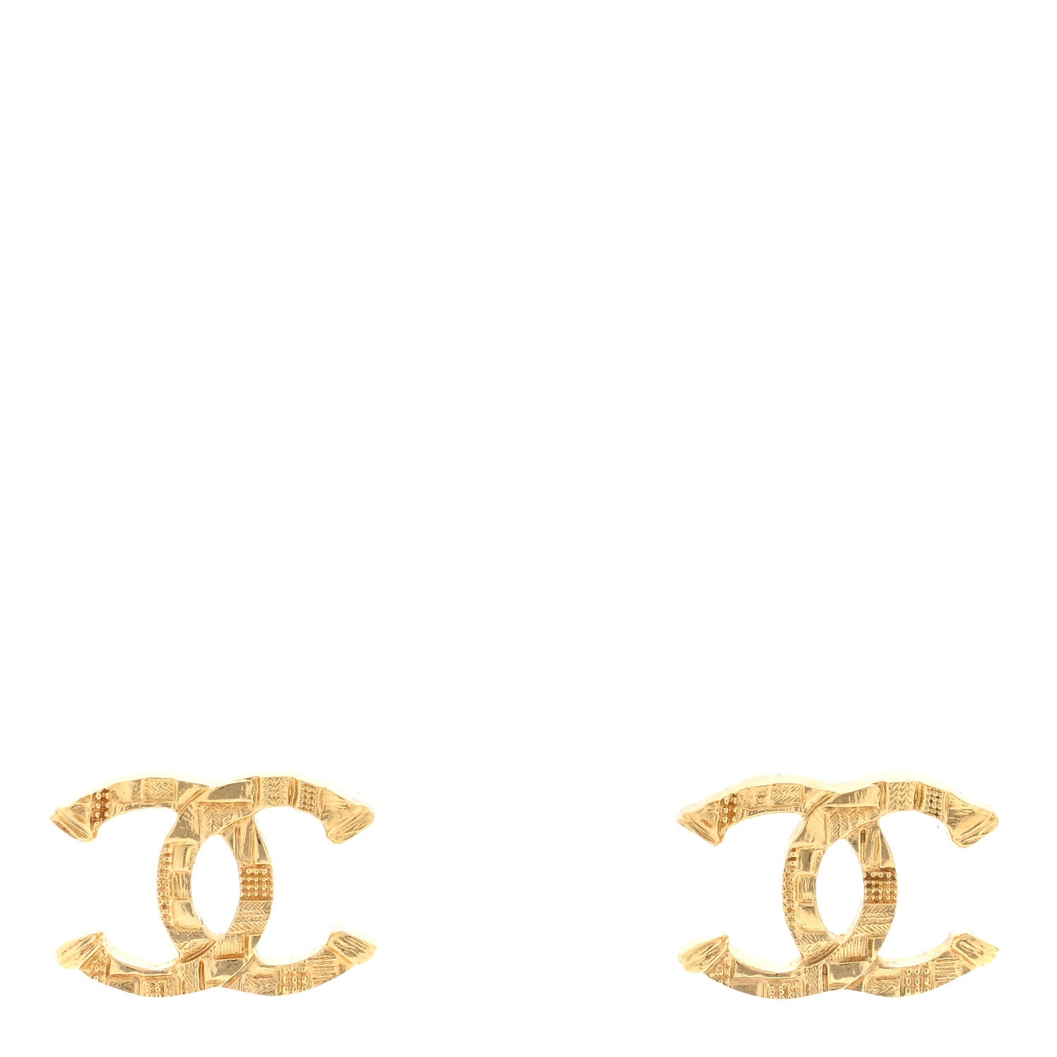 Chanel Metal Tweed Effect CC Earrings Gold 1 of 4