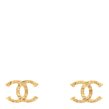 Chanel Metal Tweed Effect CC Earrings Gold 1 of 4