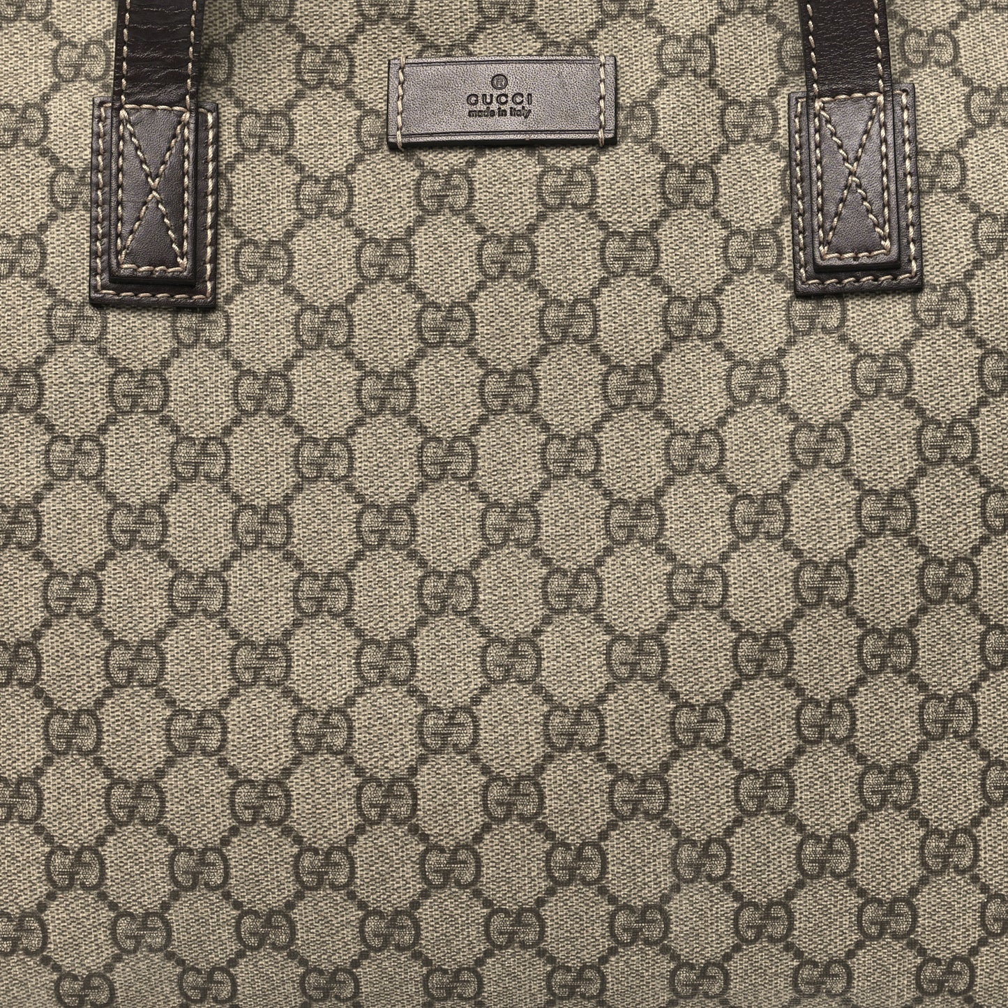 GG Supreme Monogram Medium Zippered Shopping Tote Dark Brown