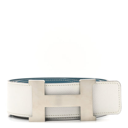 Hermes Epsom 42mm Constance H Belt 90 Blue Jean White 1 of 6