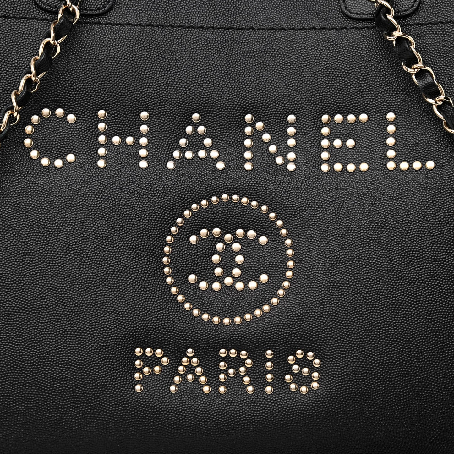 Caviar Large Studded Deauville Tote Black