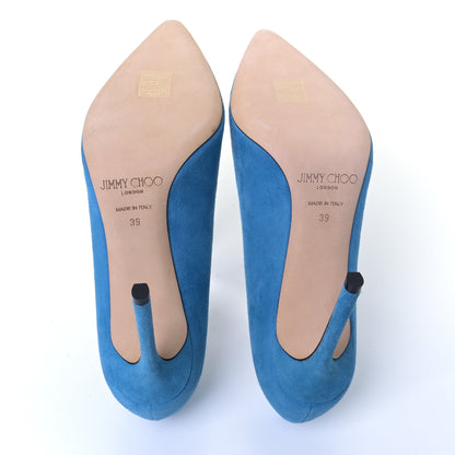 Jimmy Choo Suede Romy 100 Pumps 39 Robot Blue 6 of 9