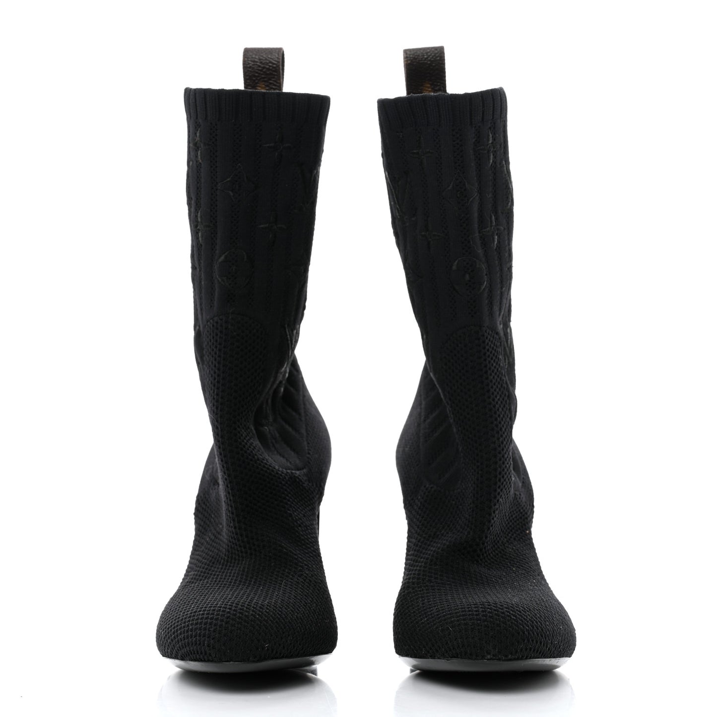 Monogram Stretch Fabric Silhouette Ankle Boots 36 Black