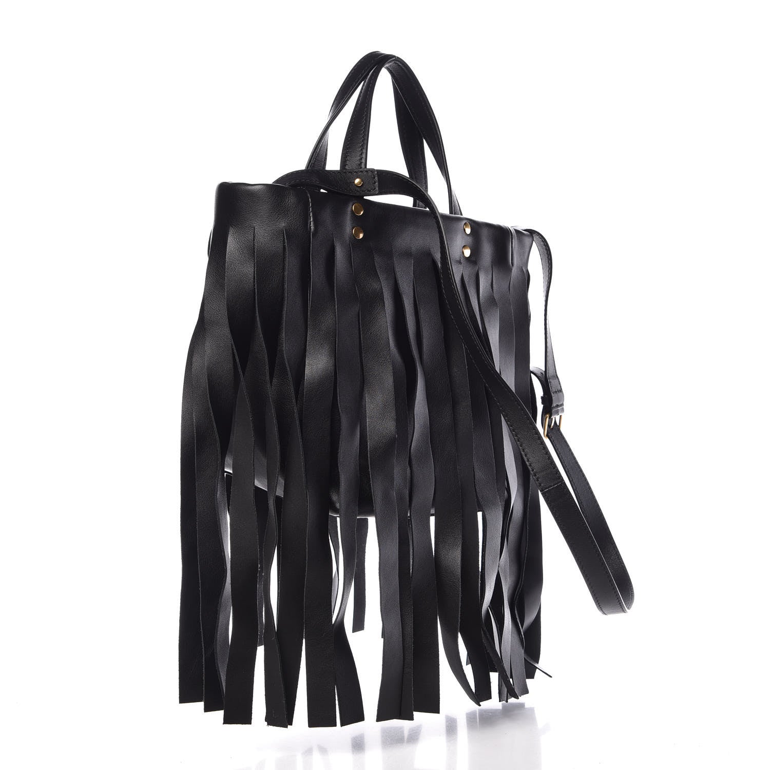 Balenciaga Calfskin XS Fringe Laundry Cabas Black 4 of 9