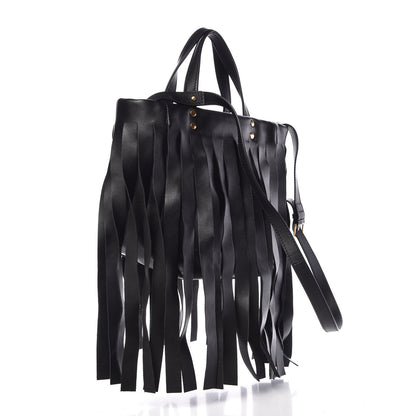Balenciaga Calfskin XS Fringe Laundry Cabas Black 4 of 9