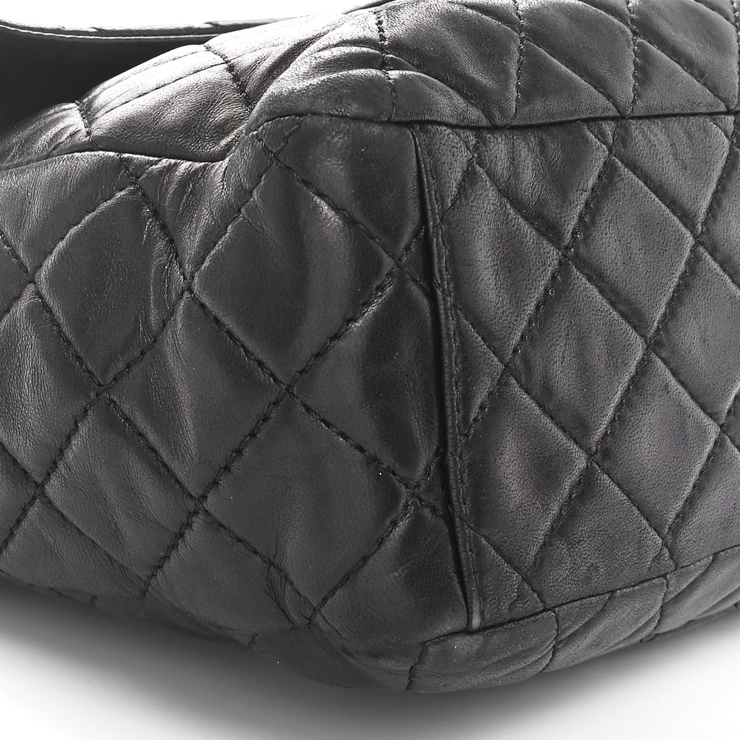 Washed Lambskin Quilted Maxi Single Flap Black