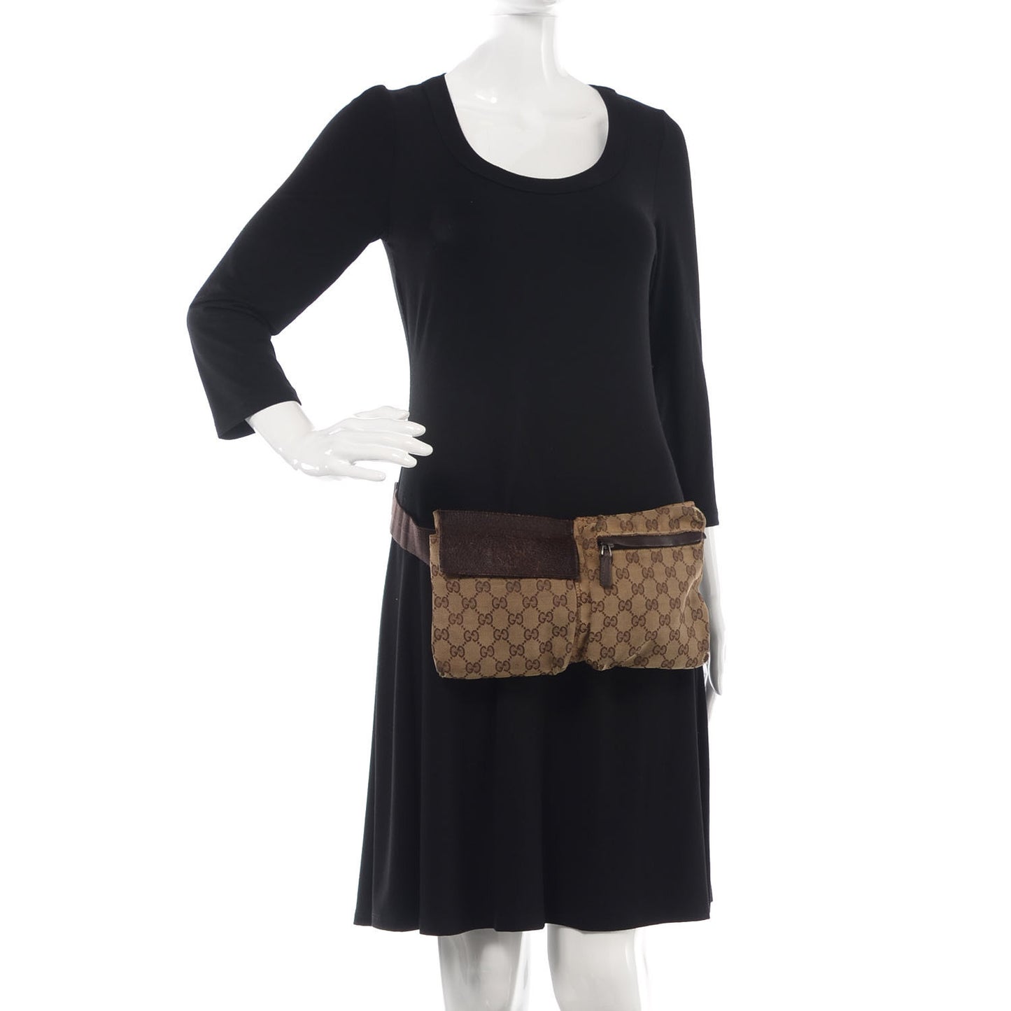 Monogram Web Belt Bag Dark Brown