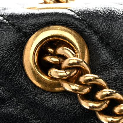 Gucci Vintage Effect Calfskin Matelasse Diagonal Large Torchon GG Marmont Shoulder Bag Black Romantic Cherry 12 of 13