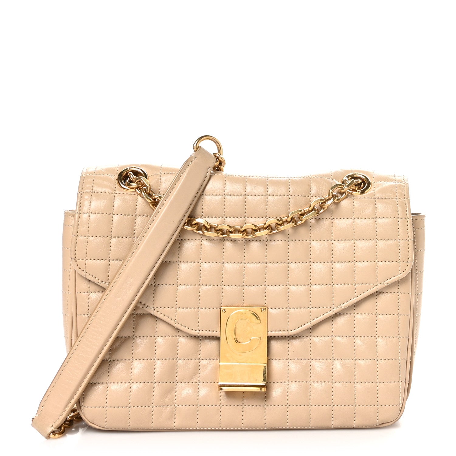 Celine Calfskin Quilted Medium C Bag Light Beige 1 of 10