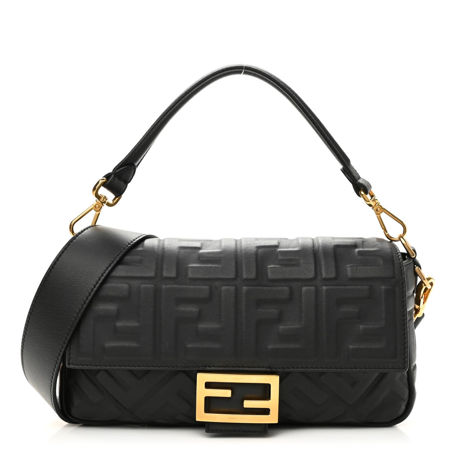 Fendi Nappa FF 1974 Embossed Baguette Black 1 of 11