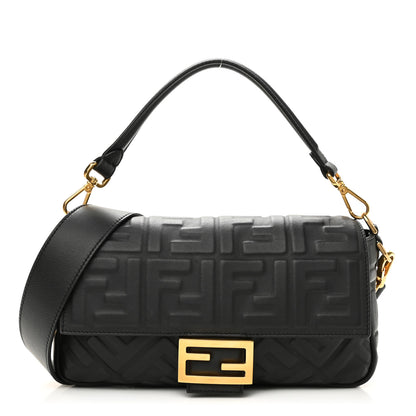 Fendi Nappa FF 1974 Embossed Baguette Black 1 of 11