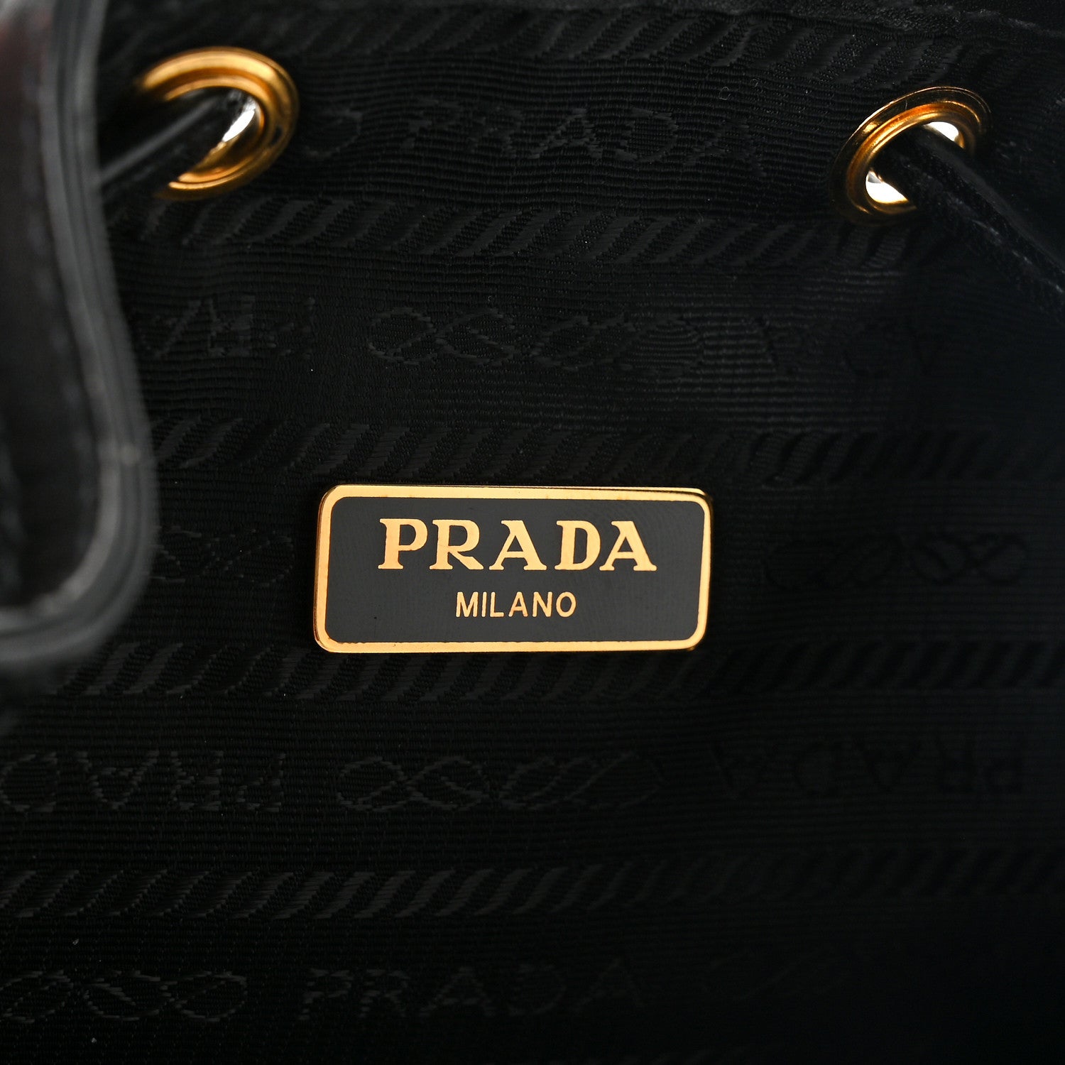 Prada Jacquard Logo Mini Bucket Crossbody Bag Black 7 of 15