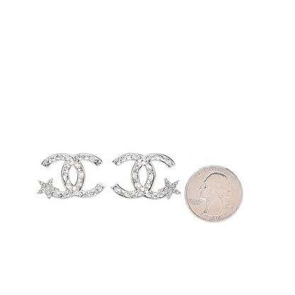 Chanel Crystal CC Starfall Earrings Silver 2 of 5