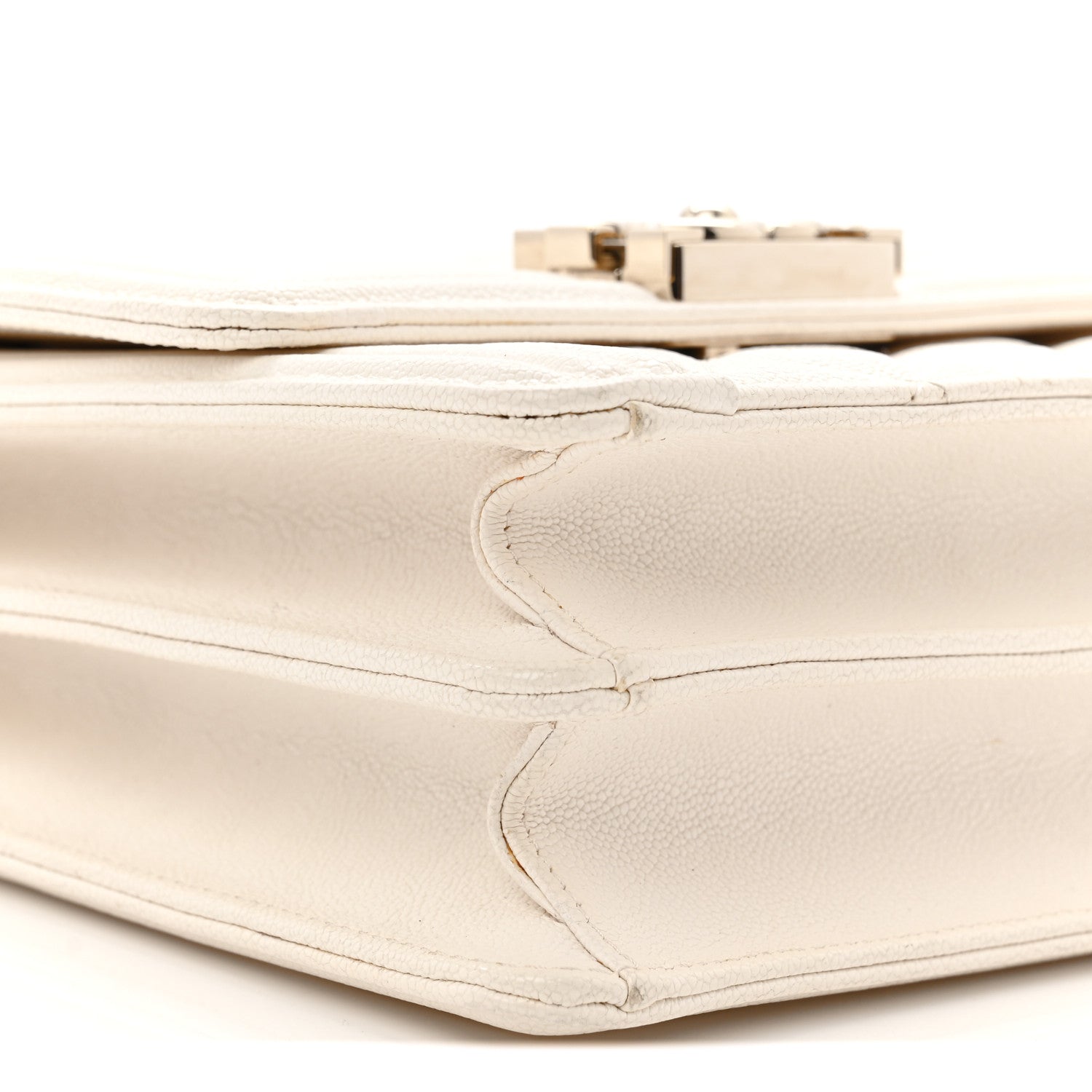 Chanel Caviar Quilted North South Boy Flap White 10 of 11