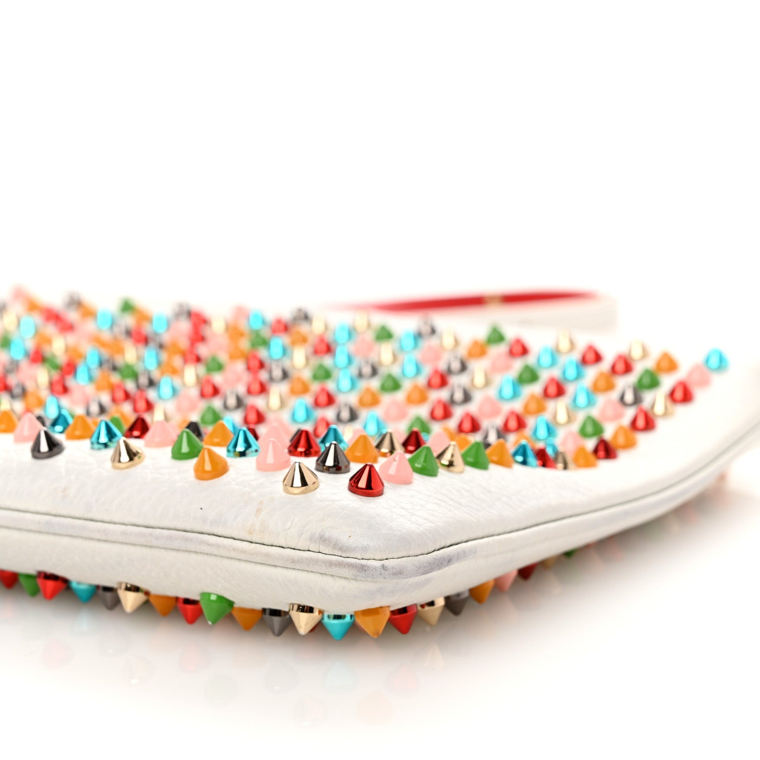 Christian Louboutin Calfskin Empire Spikes Loubiposh Clutch White Multi 9 of 9