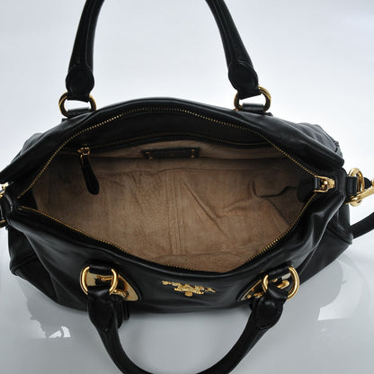 Prada Soft Calf Shopping Satchel Black 5 of 8