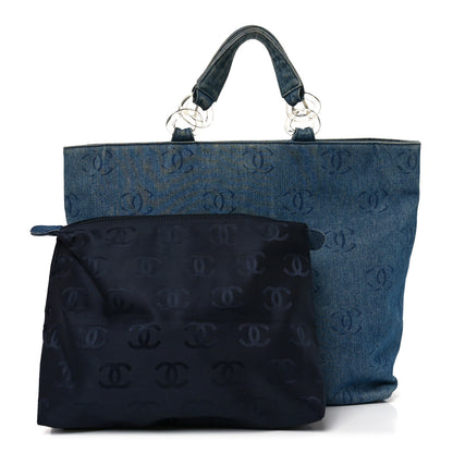 Chanel Denim Large CC Tote Dark Navy Blue 3 of 11