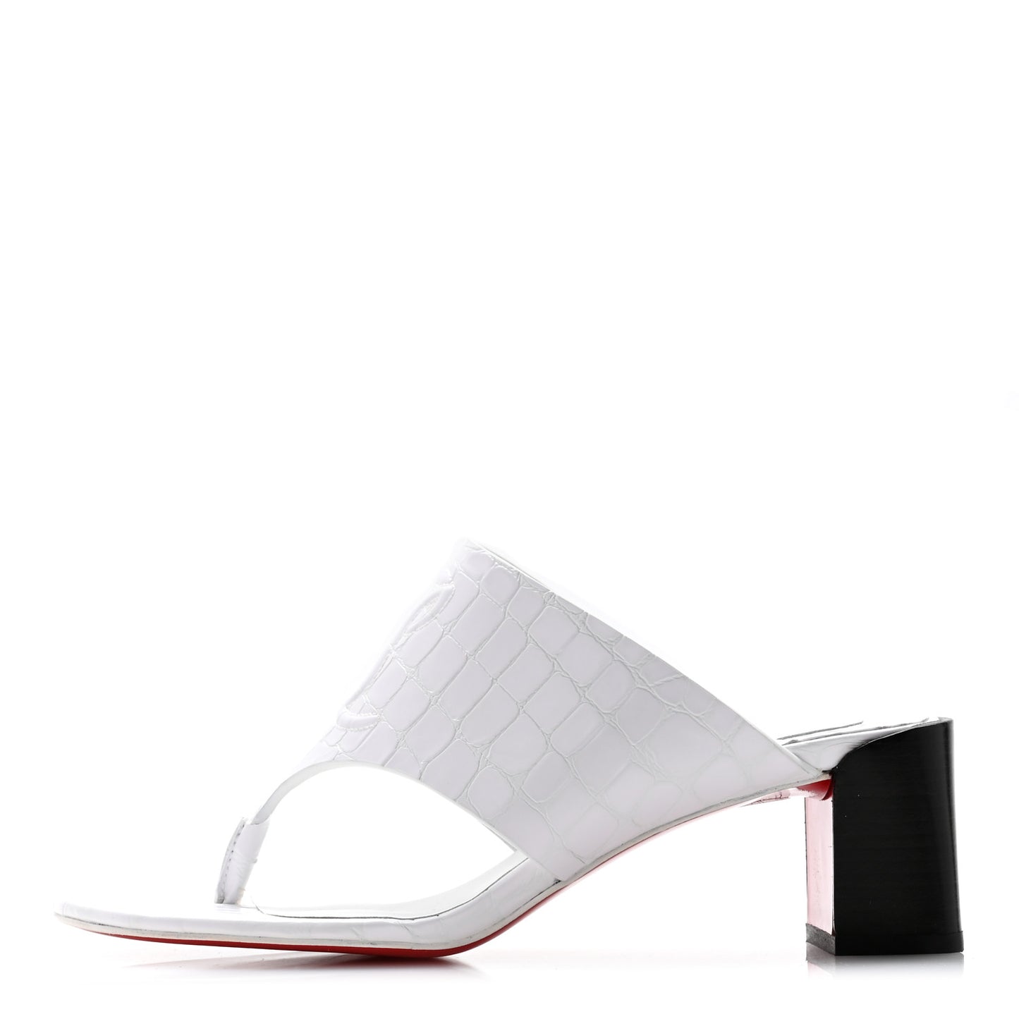 Calfskin Crocodile Embossed CL Tongamule 55 Mule 38.5 White