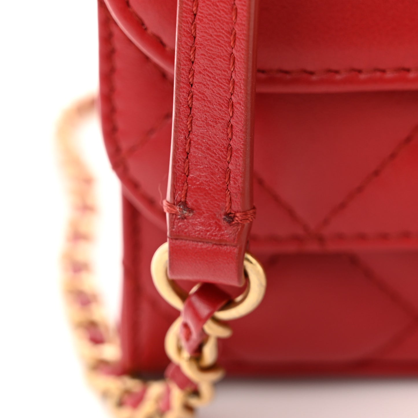 Calfskin Quilted Medium Triple Flap Red