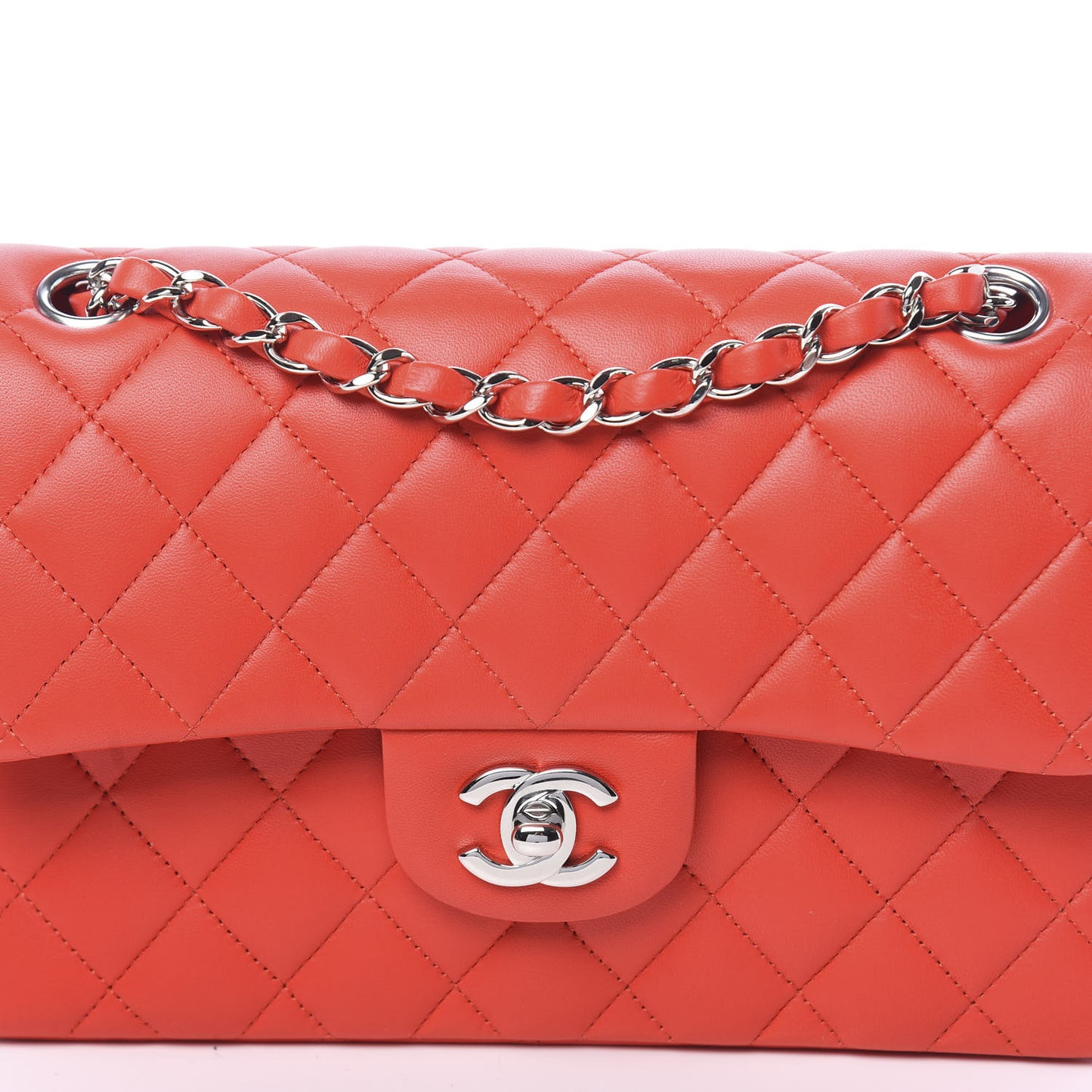 Lambskin Quilted Small Double Flap Red