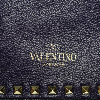 Valentino Garavani Grained Calfskin Medium Rockstud Reversible Tote Black Purple 6 of 7
